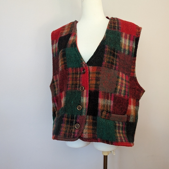 Vintage Plaid Wool Vest - Picture 2 of 8
